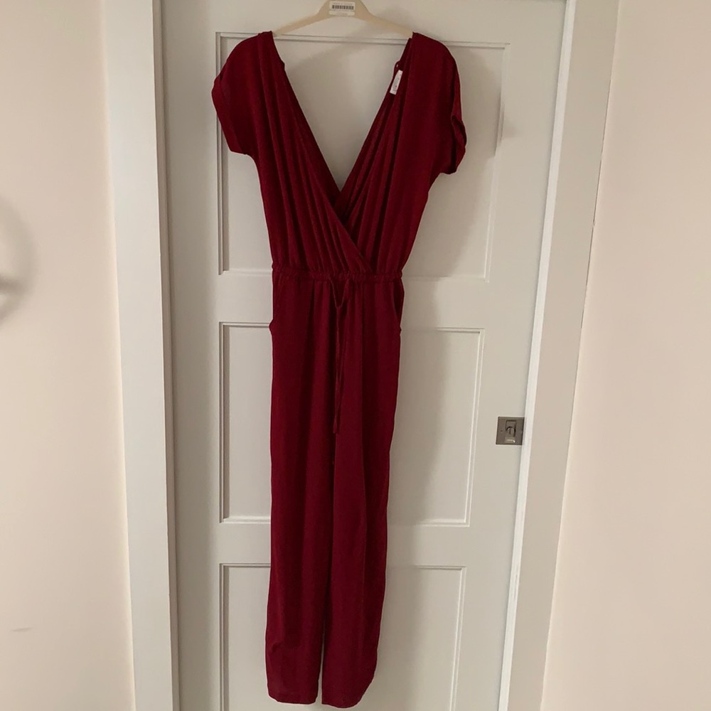 Red Crimson Jumpsuit with drawstring waist and pockets